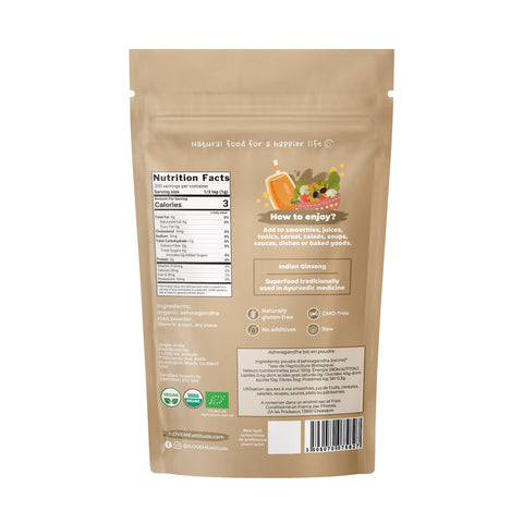 Ashwagandha en poudre Bio | Superfood à base de plantes | I LOVE ME