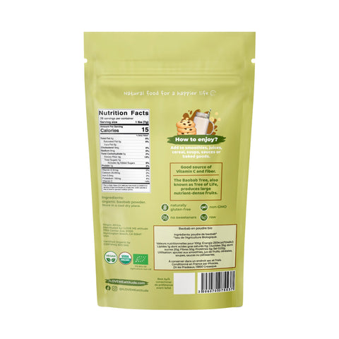 Baobab en poudre Bio | Superfood à base de plantes | I LOVE ME