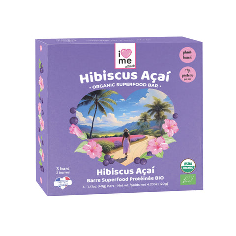 Barre Hibiscus Acai protéinée Bio | Superfood Vegan | ILOVEMEattitude