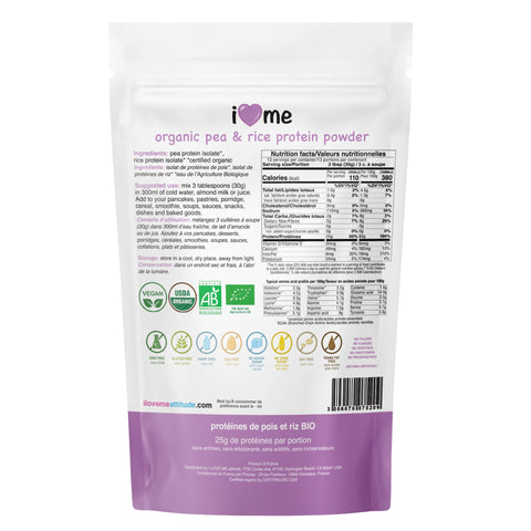 Protéines de Pois et Riz Bio Vegan | À base de plantes | I LOVE ME